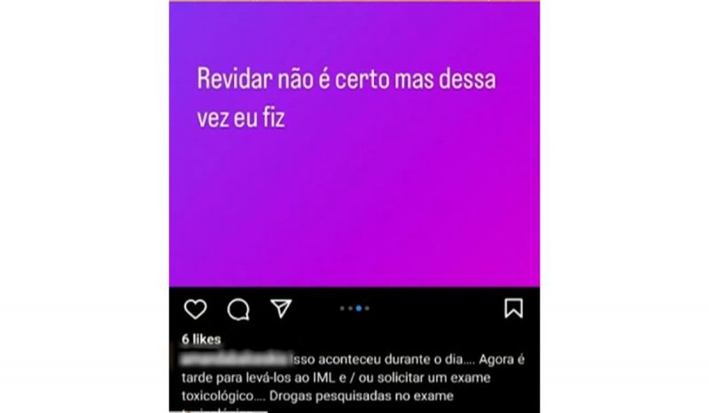 Print das redes sociais da motorista que atropelou o casal