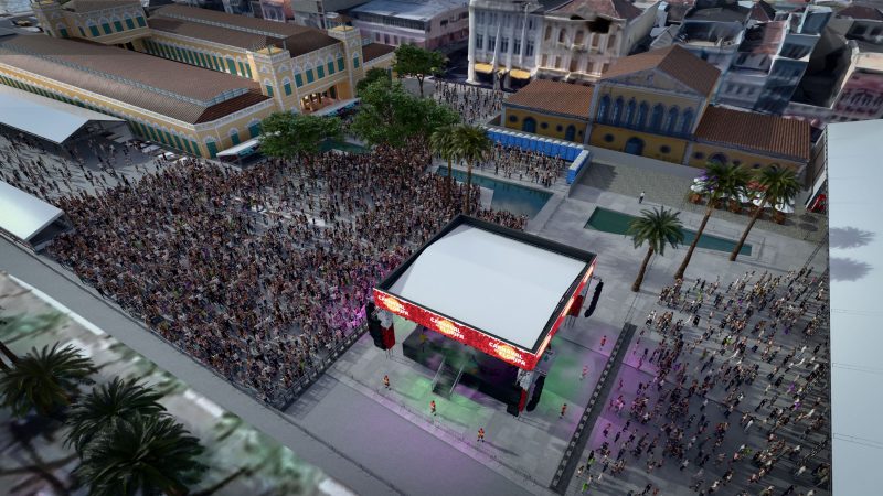 Entre as Arenas de Carnaval em Florianópolis, a do Centro se destaca por ter um palco 360º - Foto: Divulgação/ND