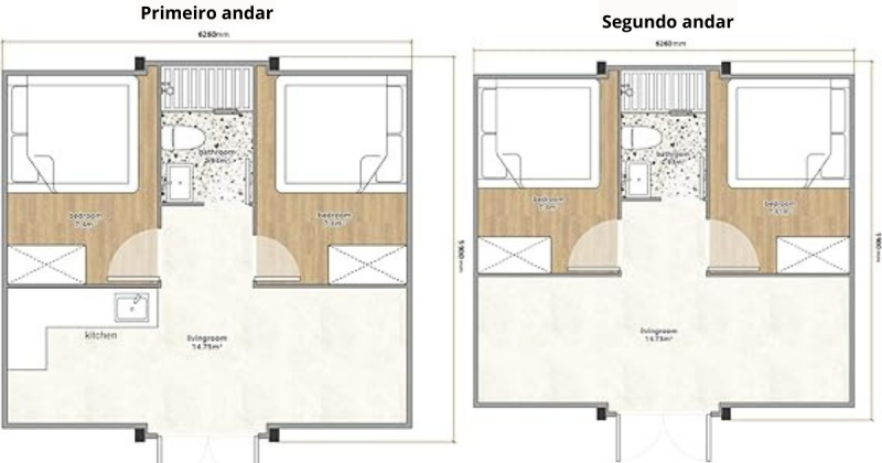 Planta da casa da Amazon, informando a medida e localização de todos os cômodos e de como ela pode ser produzida