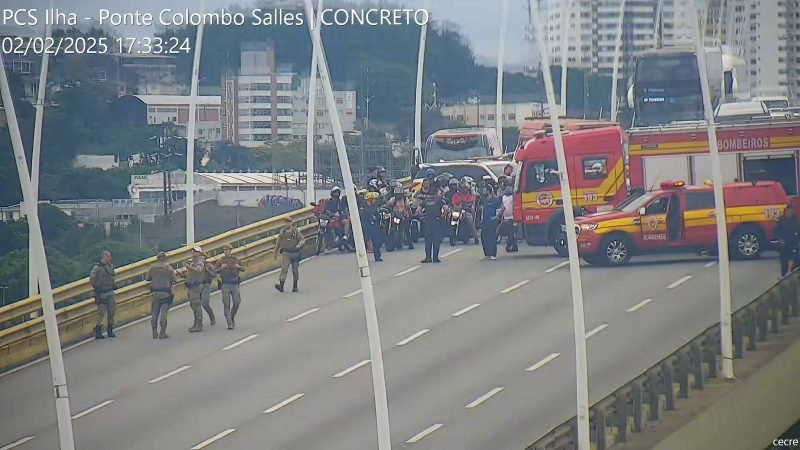 Situação da ponte Pedro Ivo Campos, em Florianópolis