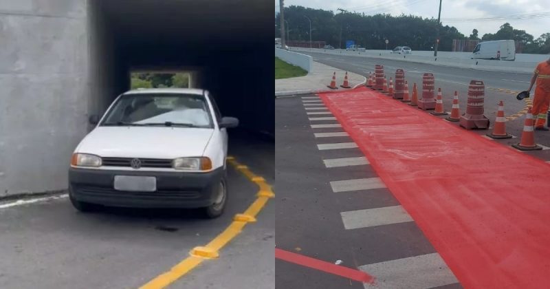 Retorno sob ponte entre Guaramirim e Jaraguá do Sul em SC