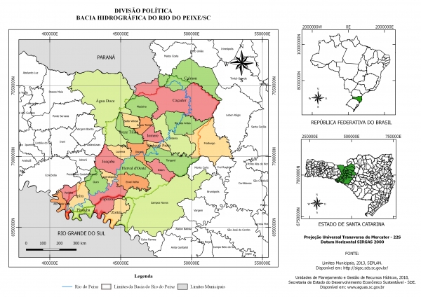 Mapa mostrando a Bacia Hidrográfica do Rio do Peixe