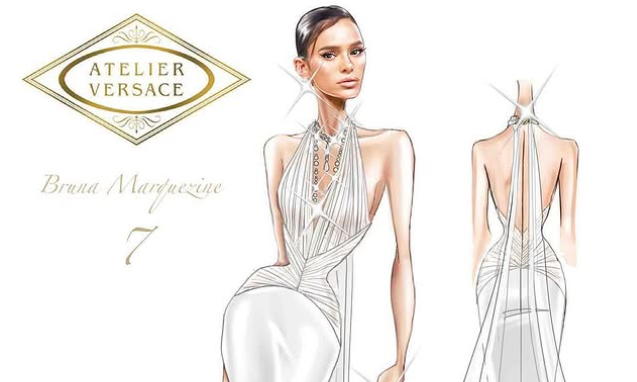 Desenho do vestido de Bruna Marquezine no Oscar 2025