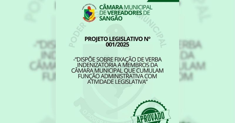 Vereadores de Sangão receberão gratificação por participarem de reuniões de comissões 