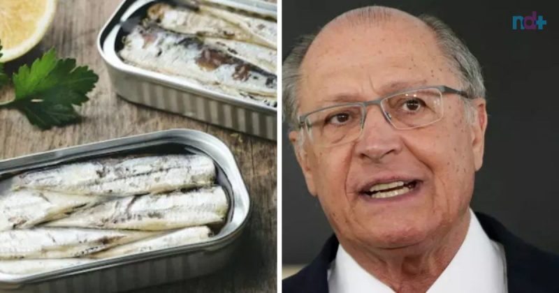 fotomontagem mostra Alckmin e sardinha em lata