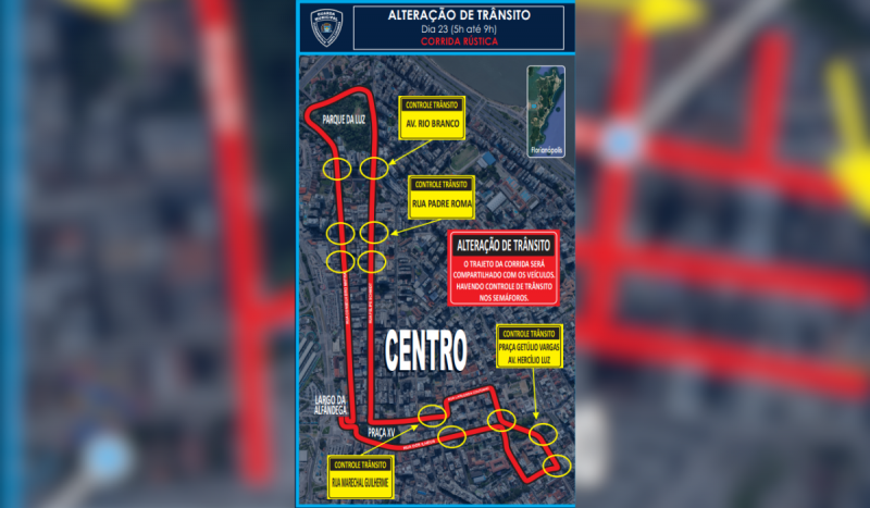 Alterações no trânsito devido à corrida de rua