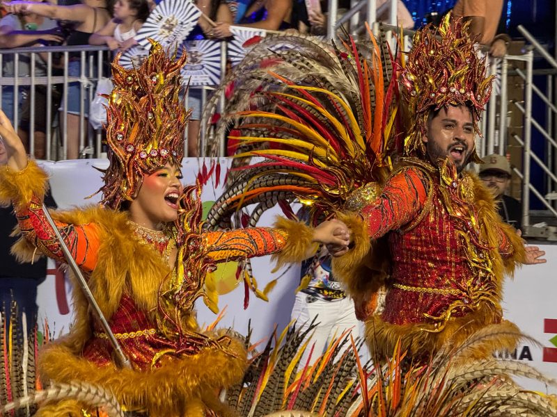 Desfile no Carnaval de Joaçaba contou com três escolas e alegrou o público presente na Avenida XV de Novembro - Foto: Luan Turcati/ND