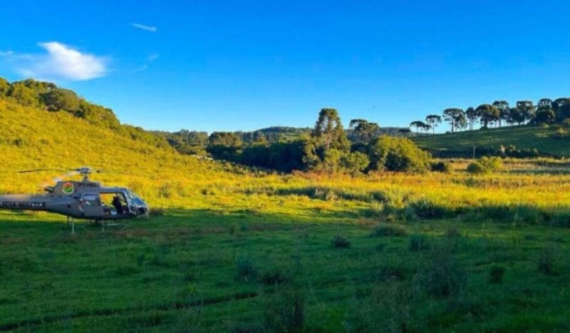 Helicóptero Águia da PM realizou operação em Campo Belo do Sul