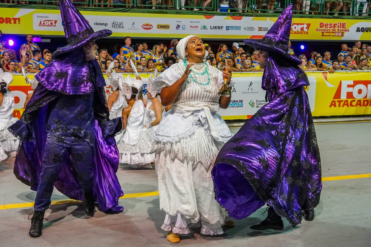 Comissão de frente da Jardim das Palmeiras no Carnaval 2025, em Florianópolis - petra mafalda/ND