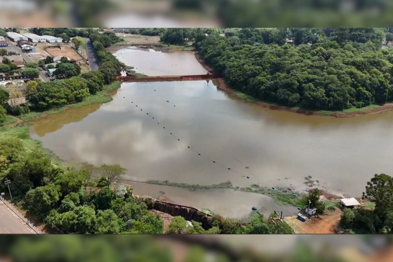 A represa do Lajeado São José, em Chapecó, opera com 50% da capacidade máxima nesta semana; estiagem afeta Chapecó