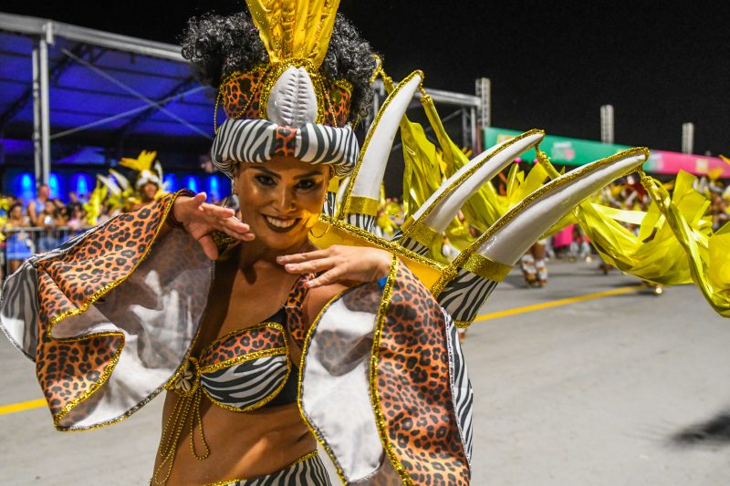 Passista da Protegidos da Princesa na Nego Quirido, no carnaval de Florianópolis