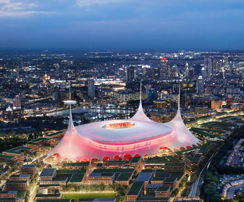 Visão aérea do projeto do novo estádio do Manchester United