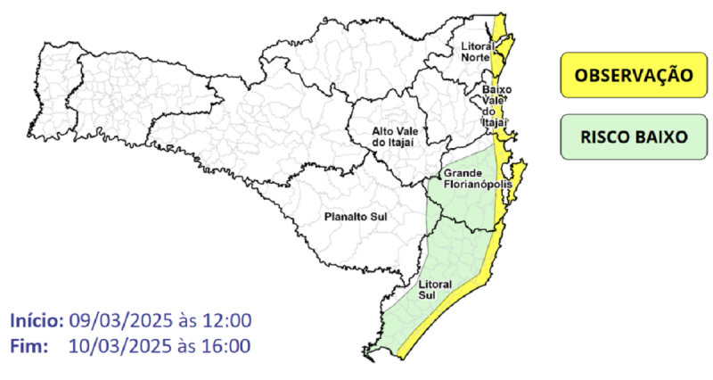 Previsão do tempo emitida pela Defesa Civil