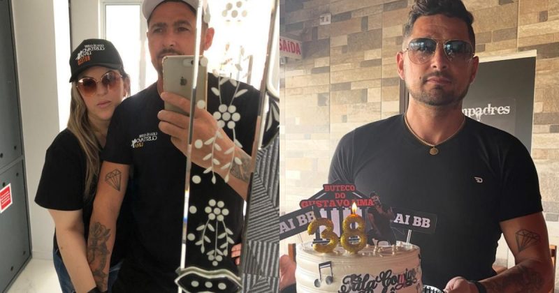 Alex e esposa s&atilde;o f&atilde;s do cantor e fizeram a casa como homenagem – Foto: Alex Dam&aacute;sio/Arquivo Pessoal