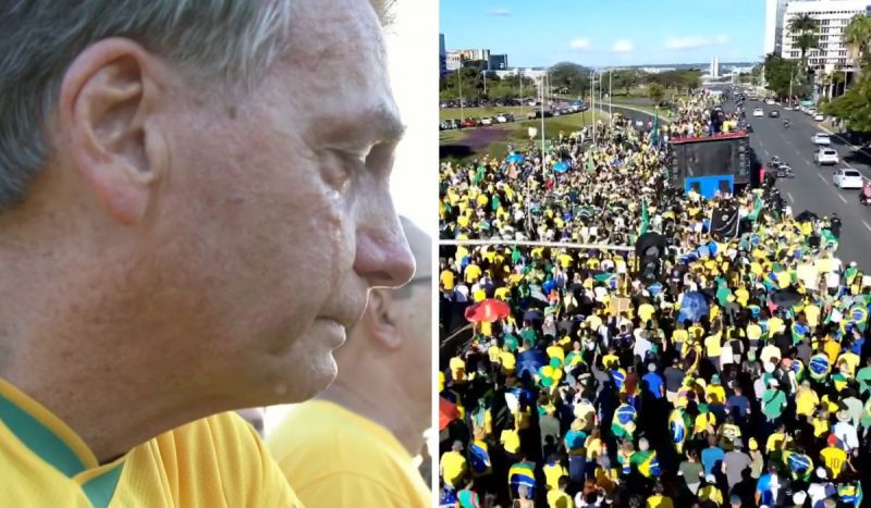 Bolsonaro chora durante ato que pede perdão a presos do 8 de janeiro Bolsonaro chora durante ato que pede perdão a presos do 8 de janeiro