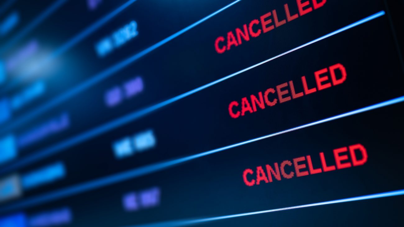 Painel de aeroporto Painel de aeroporto mostrando quais voos foram cancelados