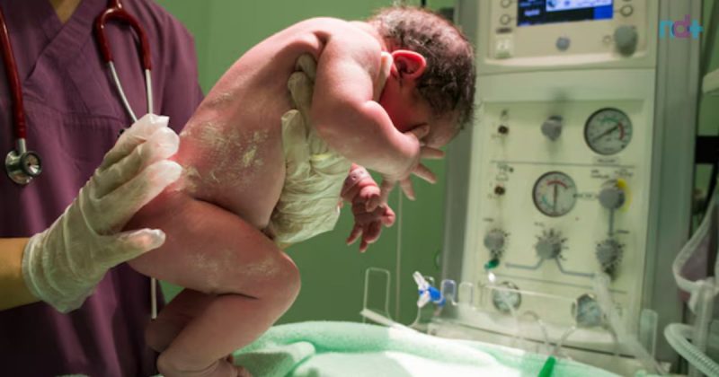 corte no rosto durante parto: imagem ilustra nascimento de bebê corte no rosto durante parto: imagem ilustra nascimento de bebê