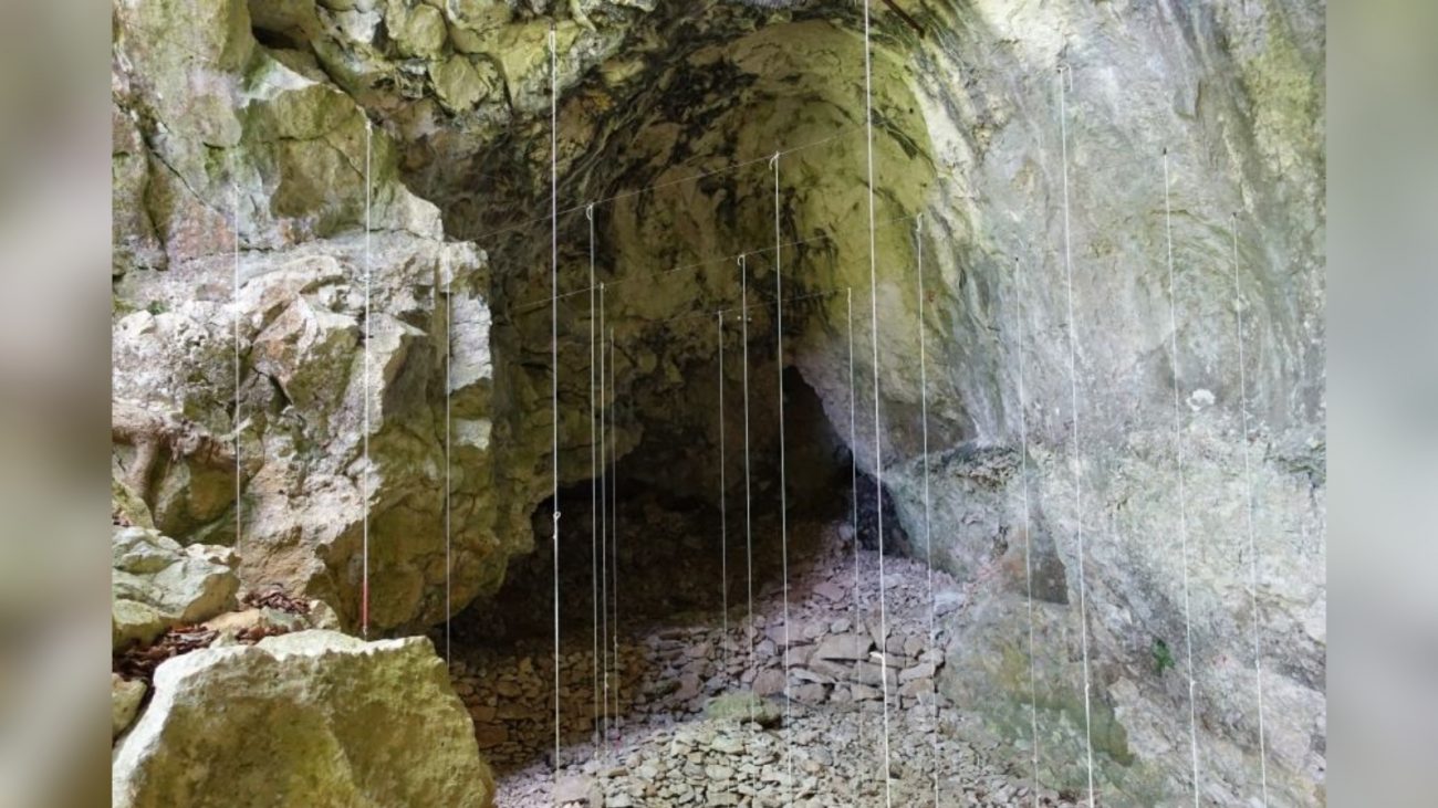 caverna de Geissenklosterle Imagem de caverna onde foi encontrado artefato