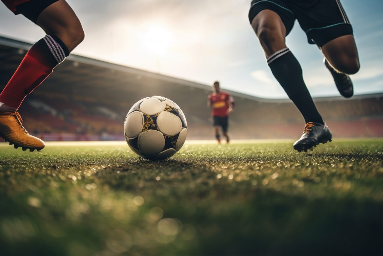 Jogadores de futebol de times opostos em campo. Artigo sobre Chance Dupla em aposta.