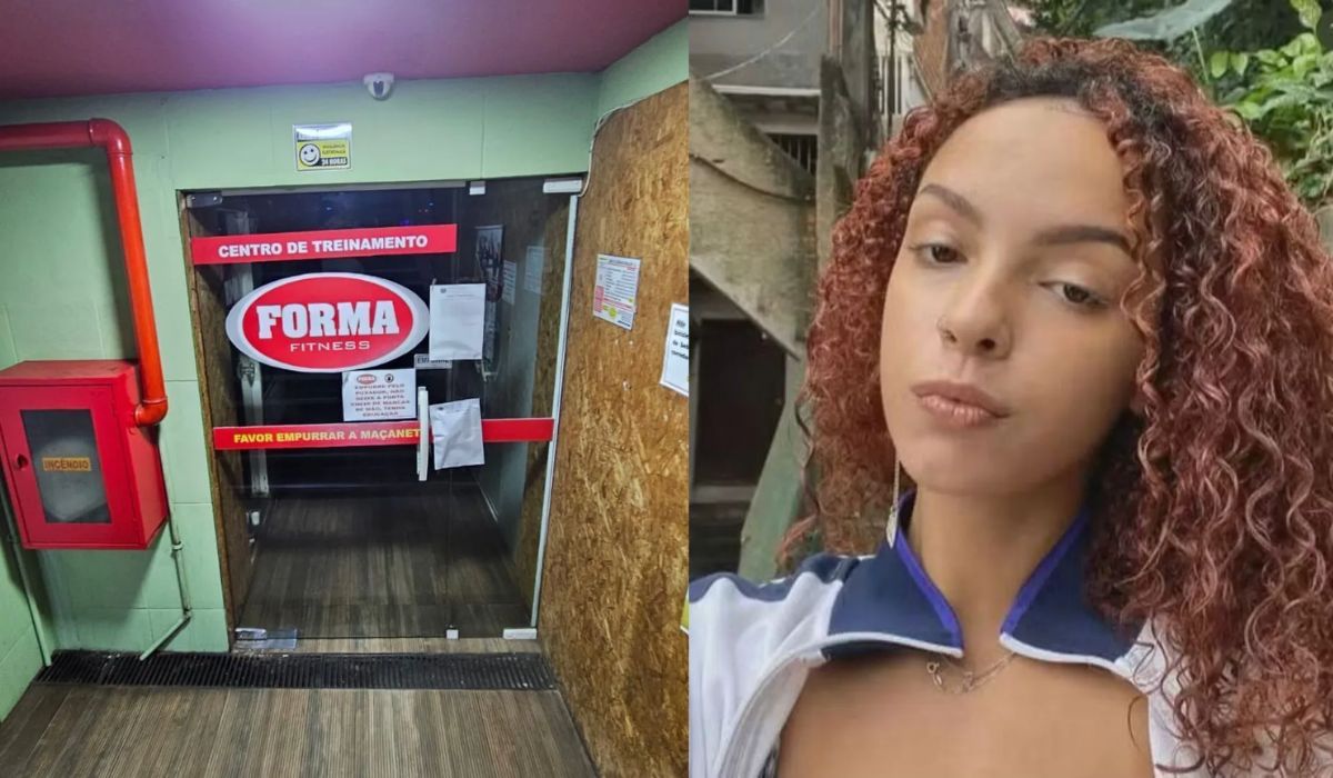 Foto da academia e foto de Dayane de Jesus Barbosa Dayane de Jesus Barbosa morreu durante exercício físico