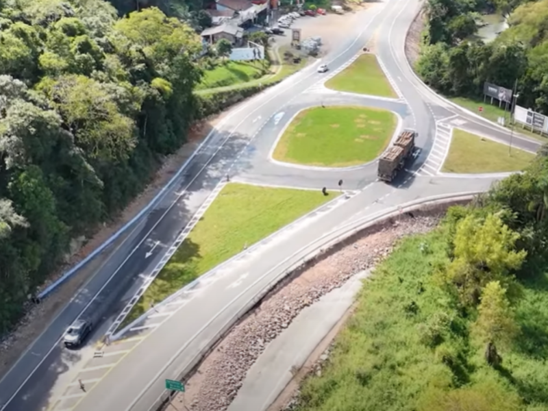 Local das obras na BR-470, no Alto Vale do Itajaí
