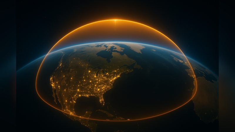 Escudo antimísseis dos Estados Unidos Imagem de Terra sendo protegida por escudo antimísseis dos Estados Unidos