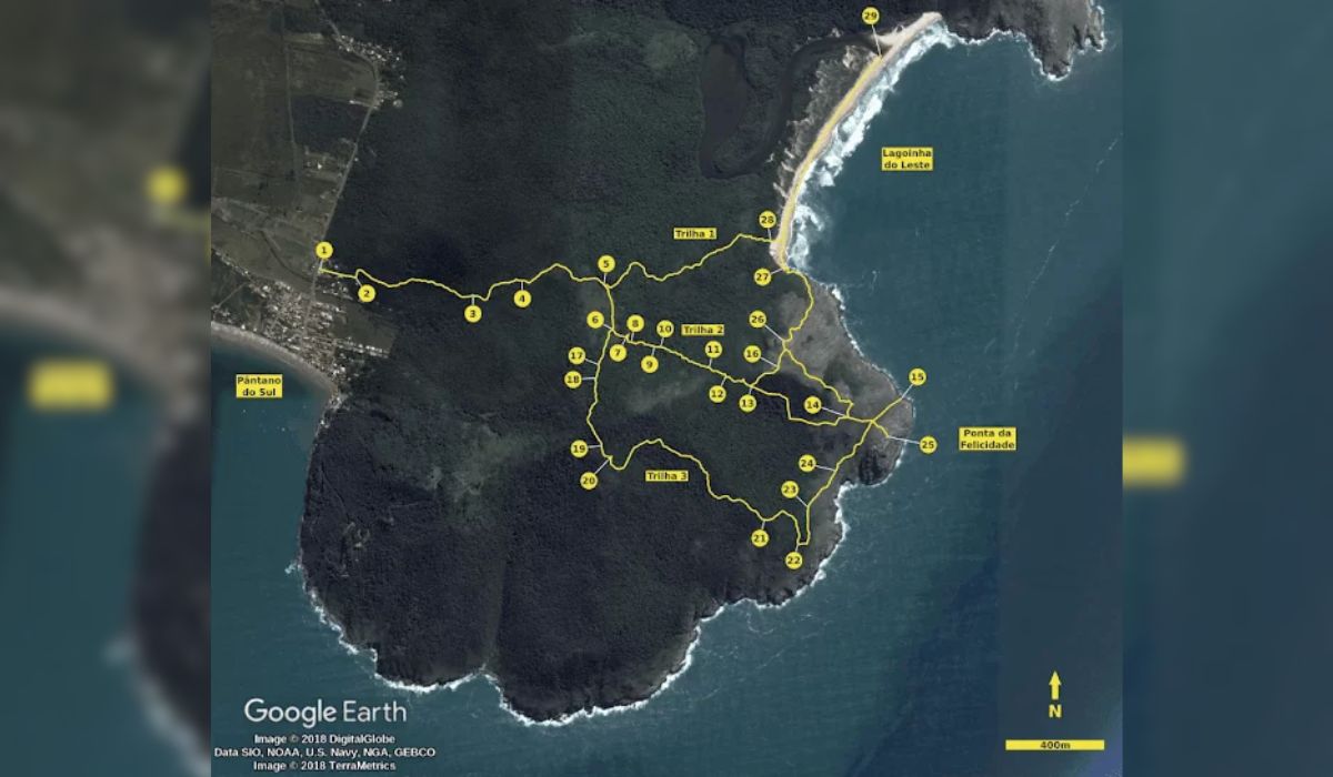 Mapa da trilha da Lagoinha do Leste Mapa da trilha da Lagoinha do Leste