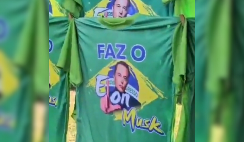 Camisetas 'faz o Elon' são vendidas durante ato pró-anistia pelo 8 de janeiro em Brasília - Foto: Reprodução/ND Camisetas 'faz o Elon' são vendidas durante ato pró-anistia pelo 8 de janeiro em Brasília - Foto: Reprodução/ND