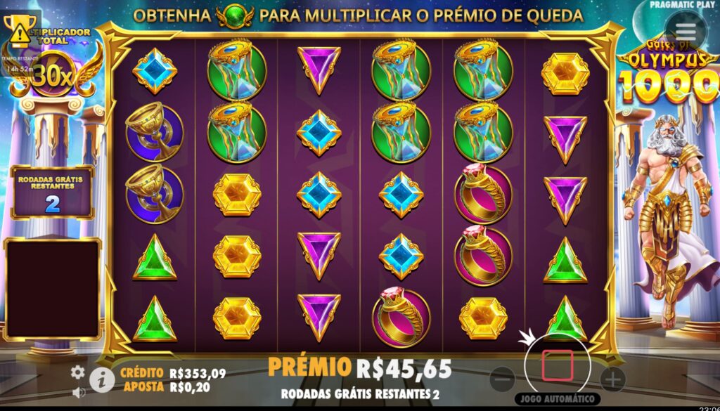 Imagem da interface do jogo de slot online Gates of Olympus 1000