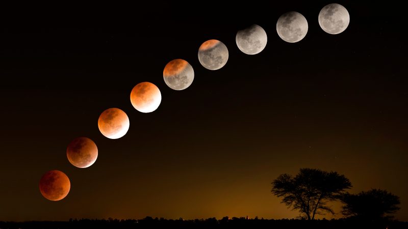 Imagem de vários tipos de luas em ciclos lunares