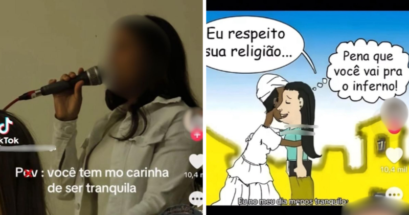 Captura de tela de vídeo onde mulher teria cometido intolerância religiosa na internet Captura de tela de vídeo onde mulher teria cometido intolerância religiosa na internet