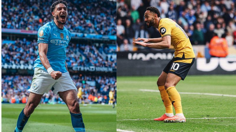 Manchester City x Wolverhampton Montagem com Marmoush , do Manchester City, e Matheus Cunha, do Wolverhampton