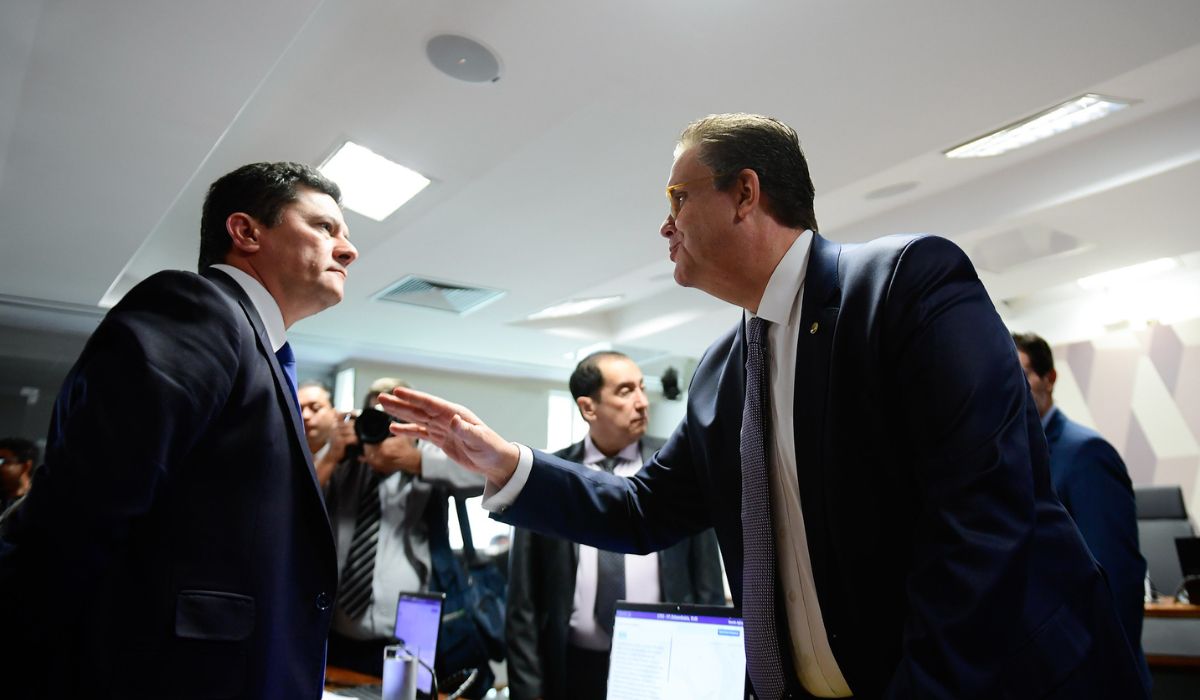 Moro e Ministro da Previd&ecirc;ncia batem boca ap&oacute;s acusa&ccedil;&atilde;o sobre fraude no INSS. Governo Lula lan&ccedil;ou a campanha ‘Verdade sobre o INSS’ – Foto: Saulo Cruz/Ag&ecirc;ncia Senado