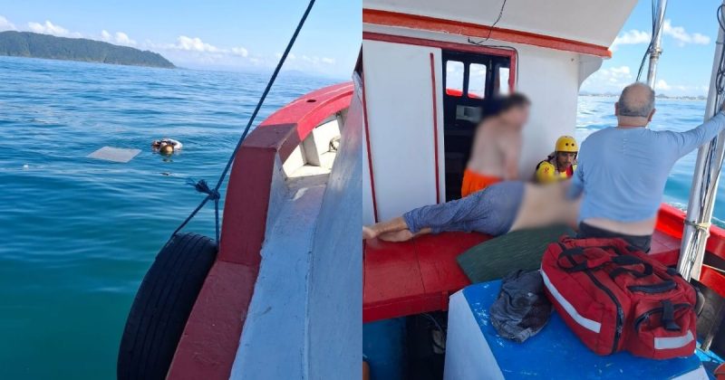 Embarcação naufraga e idoso é resgatado desorientado em São Francisco do Sul Embarcação naufraga e idoso é resgatado desorientado em São Francisco do Sul