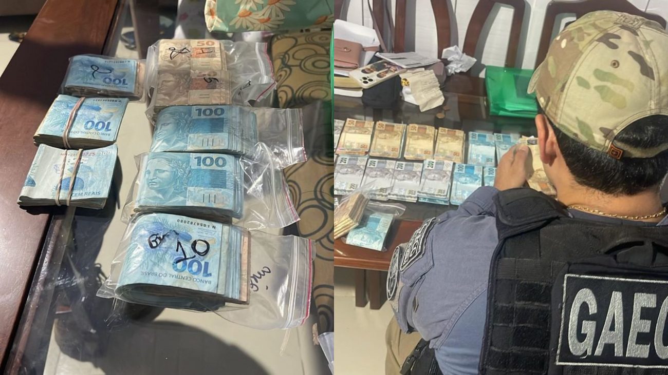 Foto mostra dinheiro apreendido durante operação