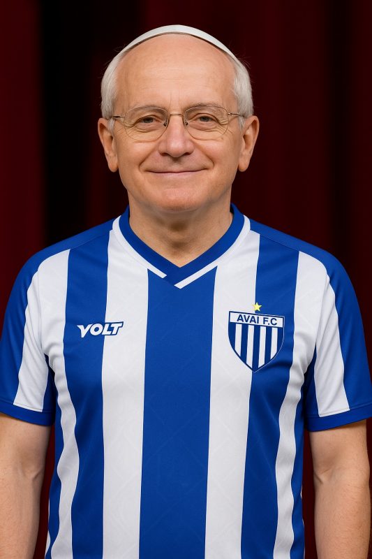 Montagem do Papa Leão XIV com a camisa do Avaí Montagem do Papa Leão XIV com a camisa do Avaí