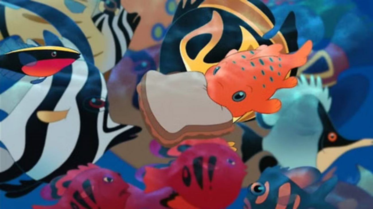 Peixe Fofucho Imagem mostra uma cena do filme Lilo & Stitch onde aparece o peixe Fofucho debaixo do mar comendo o lanche que a Lilo preparou.