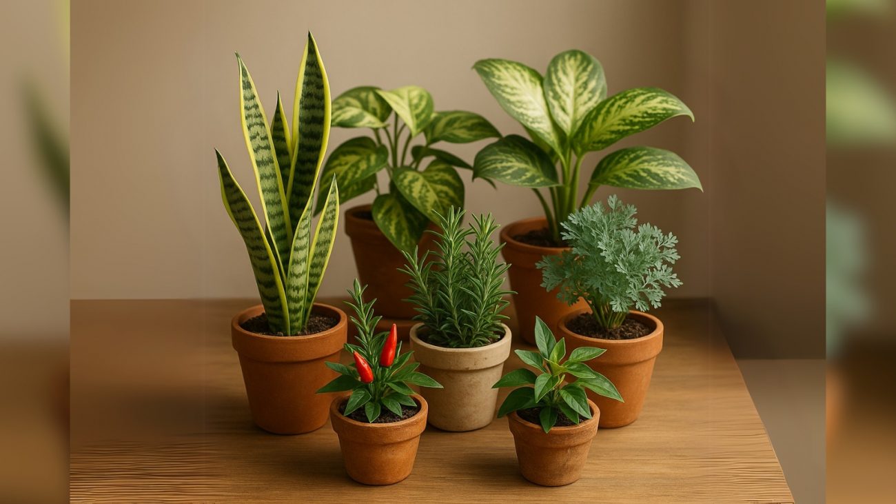 vasos de planta Imagem de vários vasos de planta com diferentes folhas