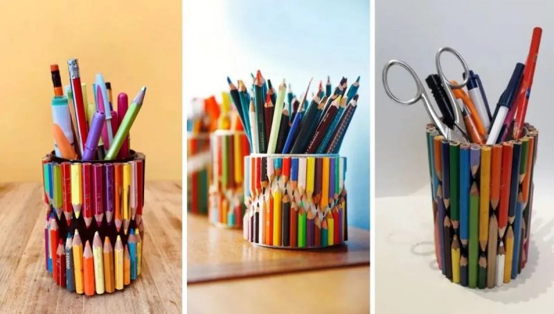 Porta lápis Porta lápis feito com lápis de cor velho