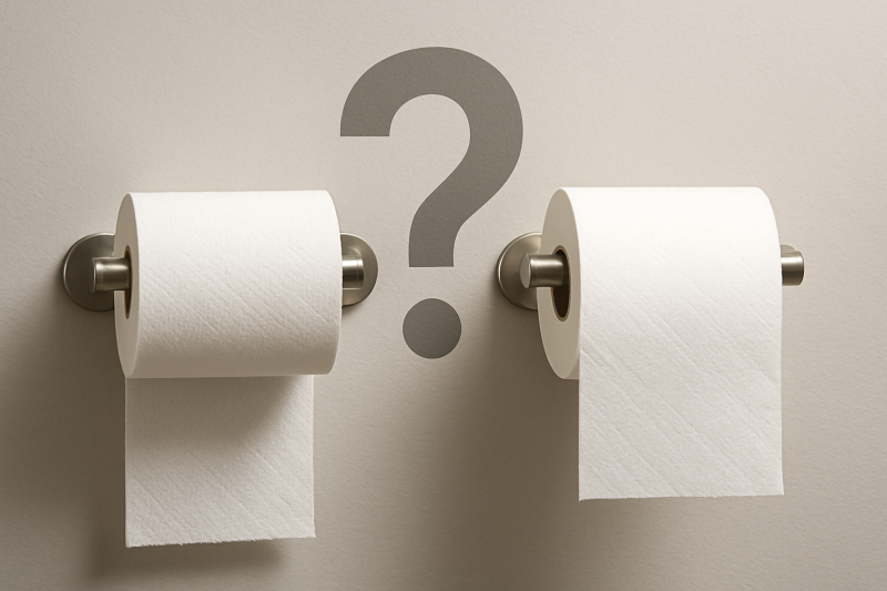 O jeito certo de posicionar o papel higiênico Qual o jeito certo de posicionar o papel higiênico