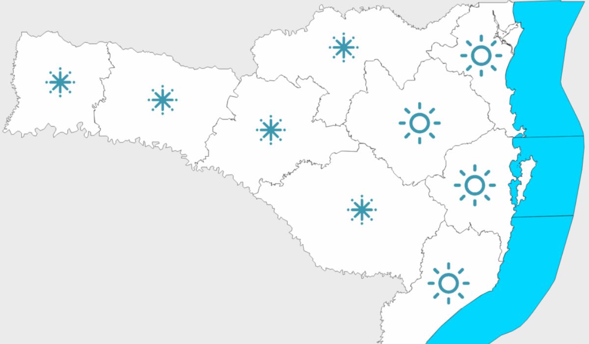 Geada ampla deve atingir a Serra catarinense, Oeste, Meio-Oeste, Extremo Oeste e Planalto Norte
