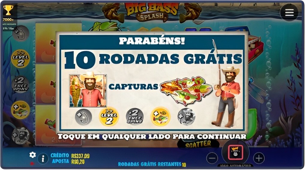 Imagem da interface do jogo de slot online Big Bass Splash