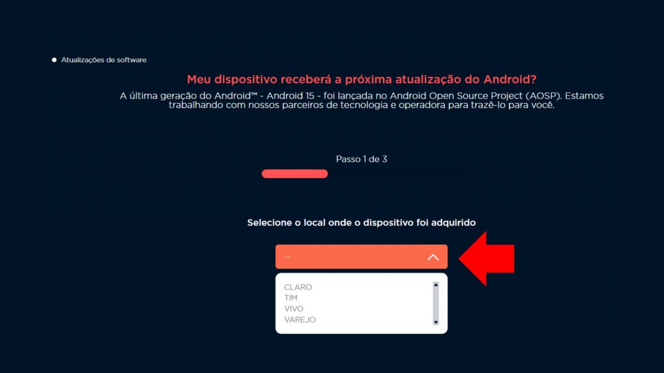 Selecione a operadora do seu celular. - Support Motorola/Reprodução/ND