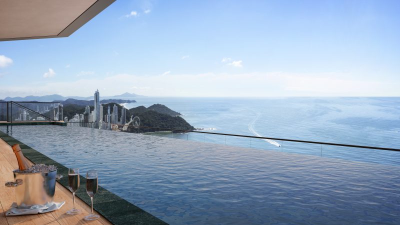 Piscina infinita Imagem de projeto mostra como será piscina infinita de rooftop mais alto do Brasil