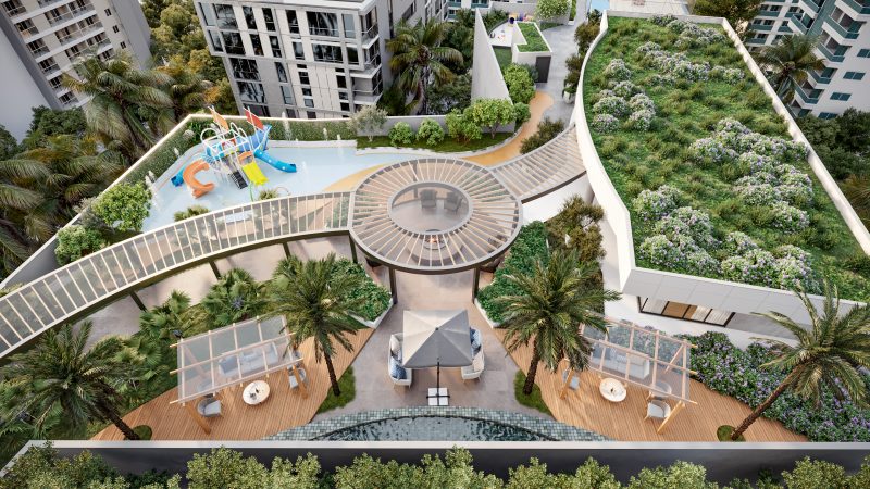 Área de lazer Foto do projeto mostra como será área de lazer do rooftop mais alto do Brasil