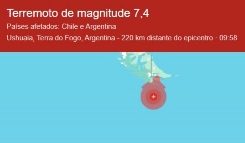 terremoto no chile e na argentina Alerta de Tsunami: Terremoto de magnitude 7,5 atinge sul do Chile e Argentina