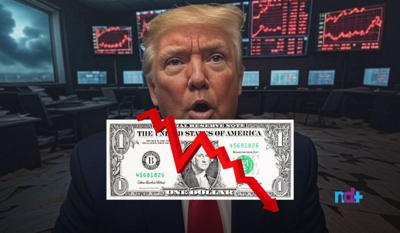 Montagem de Donald Trump assustado com o dólar caindo Valor do dólar fechou o dia em queda nesta sexta-feira (9)