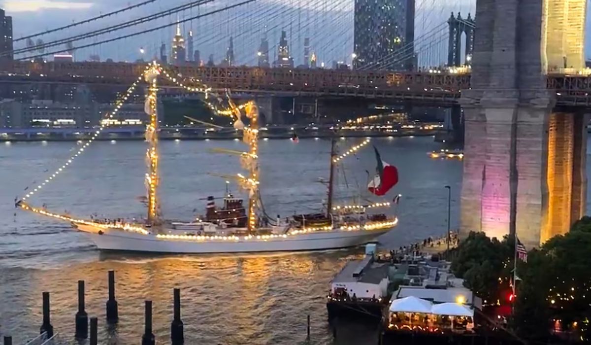 Colisão de veleiro mexicano na Ponte do Brooklyn resultou em duas mortes - Foto: Reprodução/ND Colisão de veleiro mexicano na Ponte do Brooklyn resultou em duas mortes - Foto: Reprodução/ND