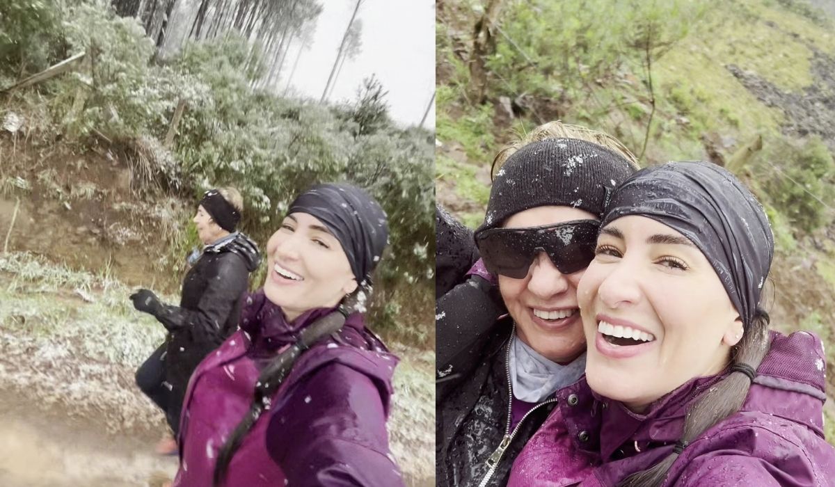 Vídeo de mãe e filha correndo na neve mostra espetáculo do fenômeno 