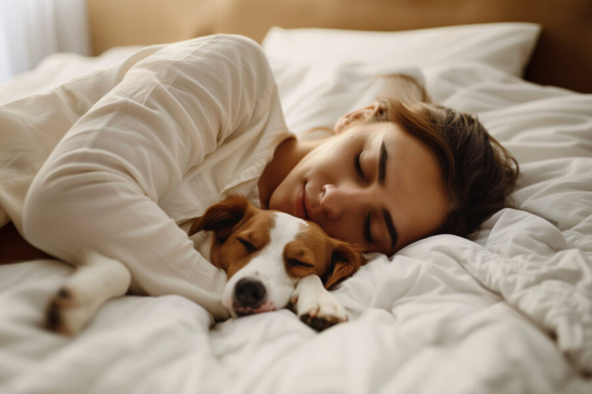 Cachorro dorme com o tutor 